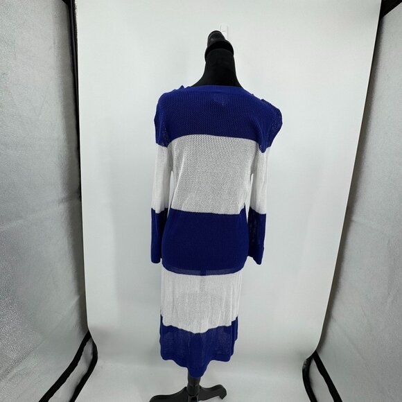Tommy‎ Bahama Womens Swim Cover Up Dress L Open Knit Blue White Striped Nautical - Picture 6 of 7